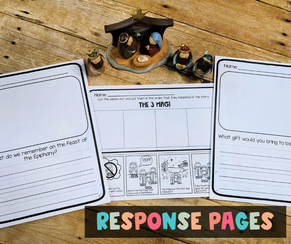 3 Wise Men Activities including a few different response page printables for students to complete after learning the story of how these three wise kings followed the star.
